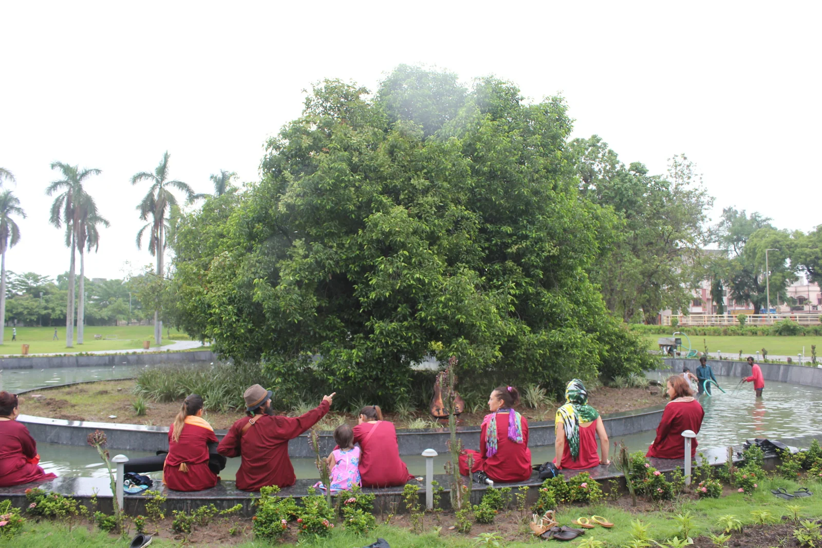 A past gathering outdoors beside the river