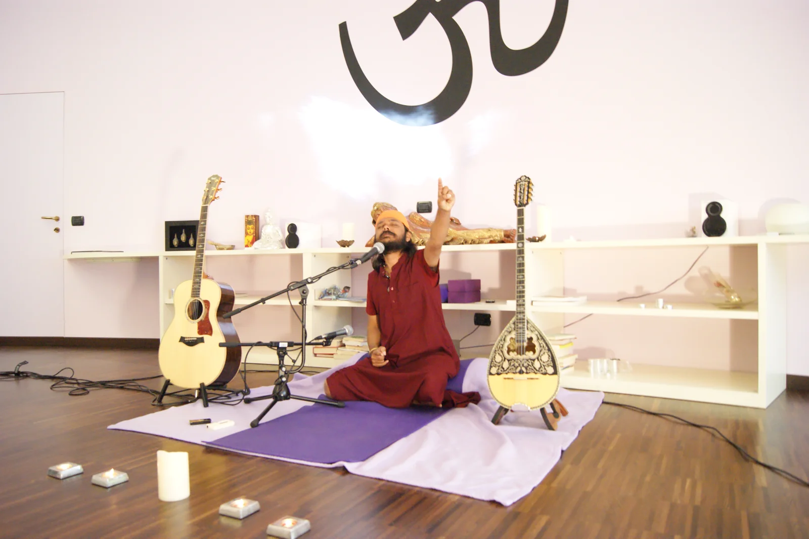 Prem Paras with instruments in a meditation space